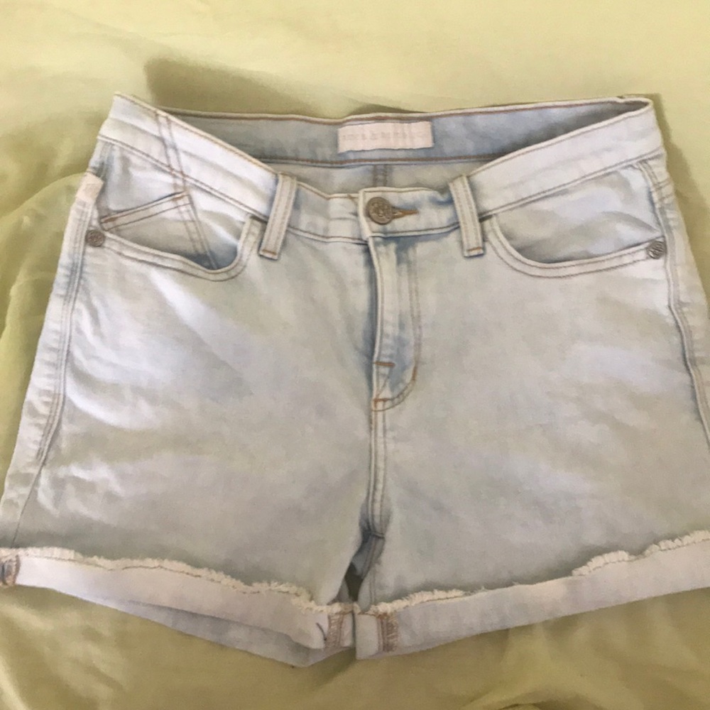 Light wash jean shorts